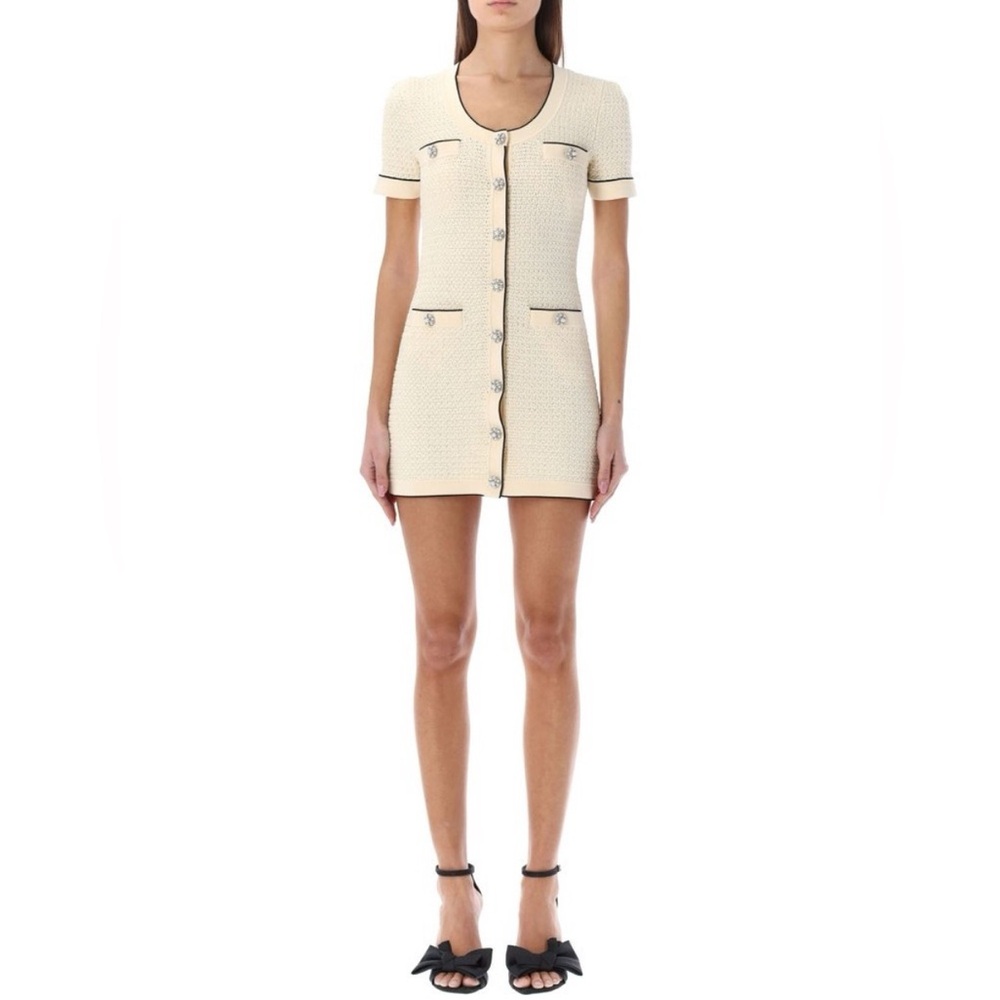 Self-Portrait Sequin Knitted U Neck Mini Dress